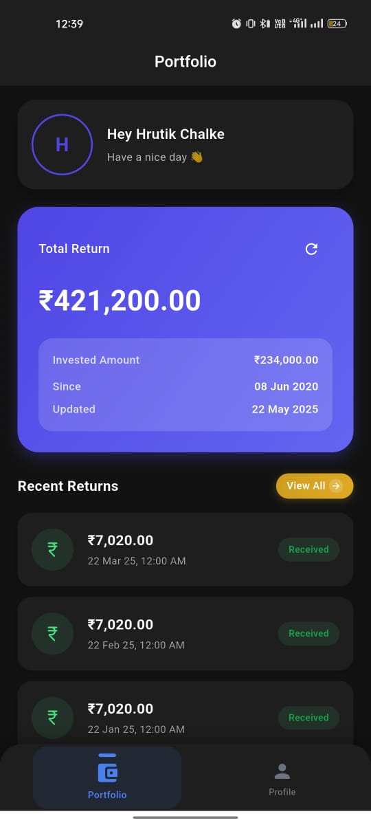Home Screen - Portfolio Overview